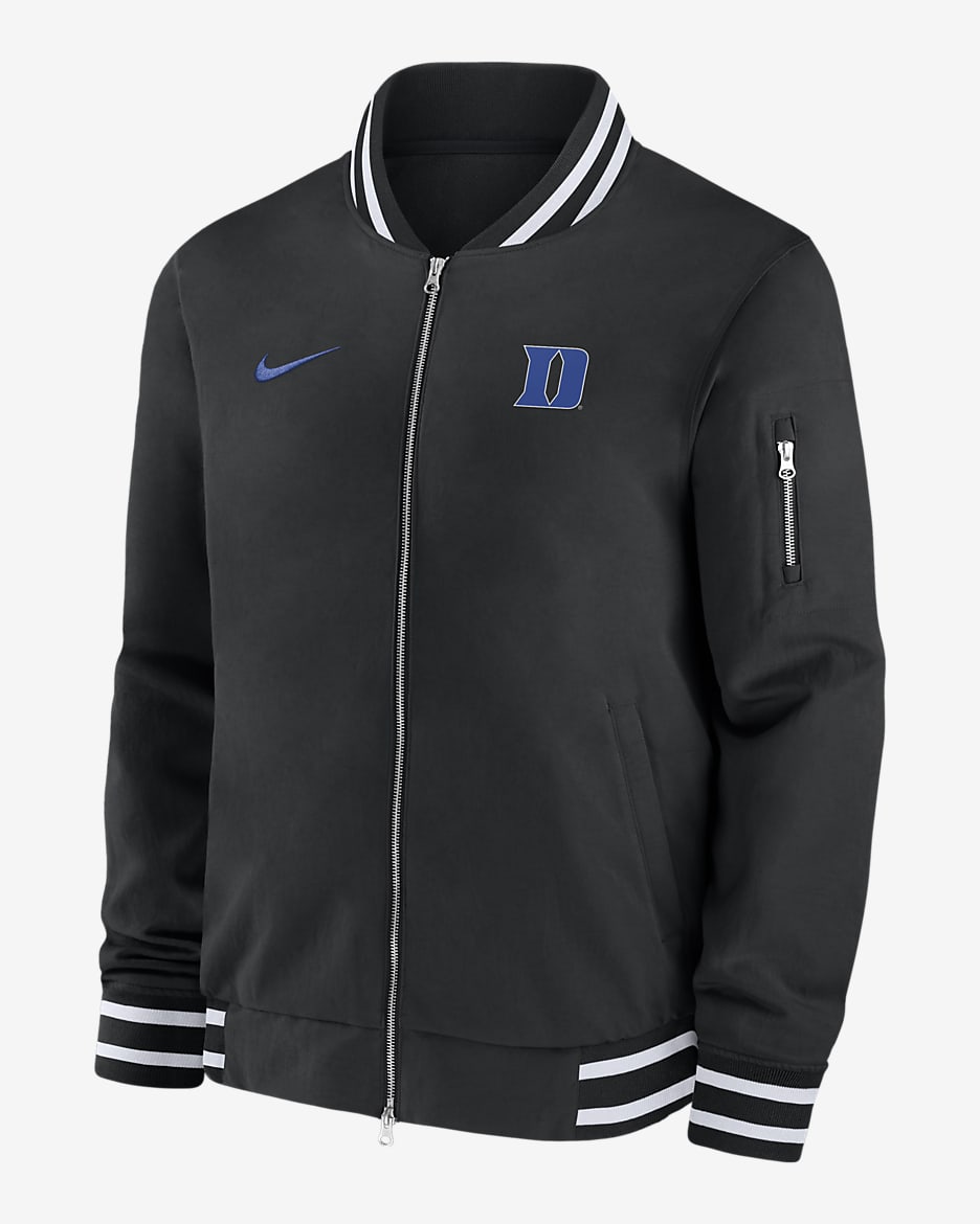 Chamarra bomber universitaria Nike con cierre completo para hombre Duke Blue Devils Sideline. Nike